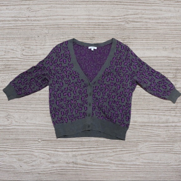 4 Delias Purple Leopard Print Cardigan 
